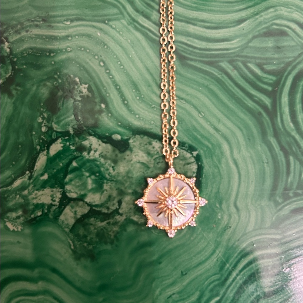 Gold Starburst Mother of Pearl Necklace